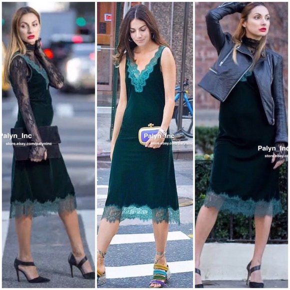 NWT ZARA LONG VELVET DRESS WITH LACE 2731/264 - Picture 2 of 11